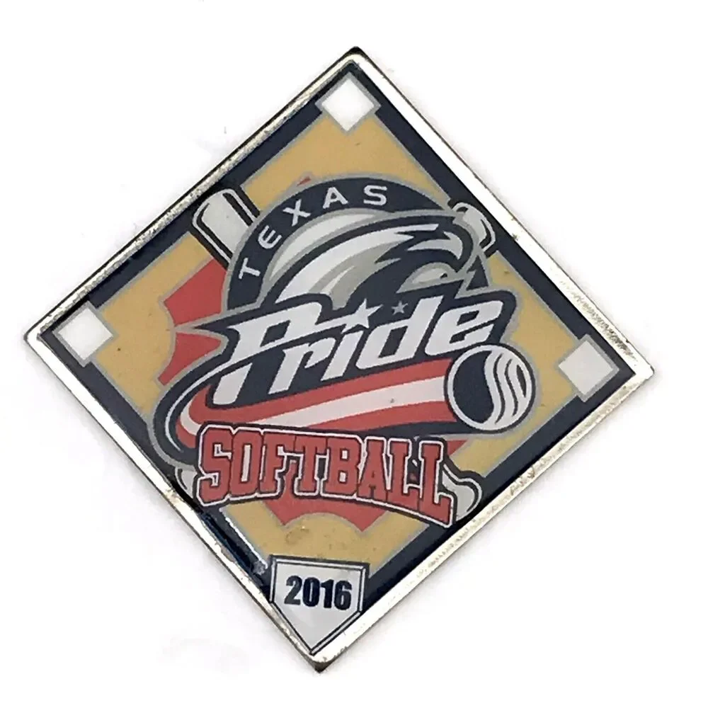Texas Pride Softball Pin Silver Tone Enamel 2016